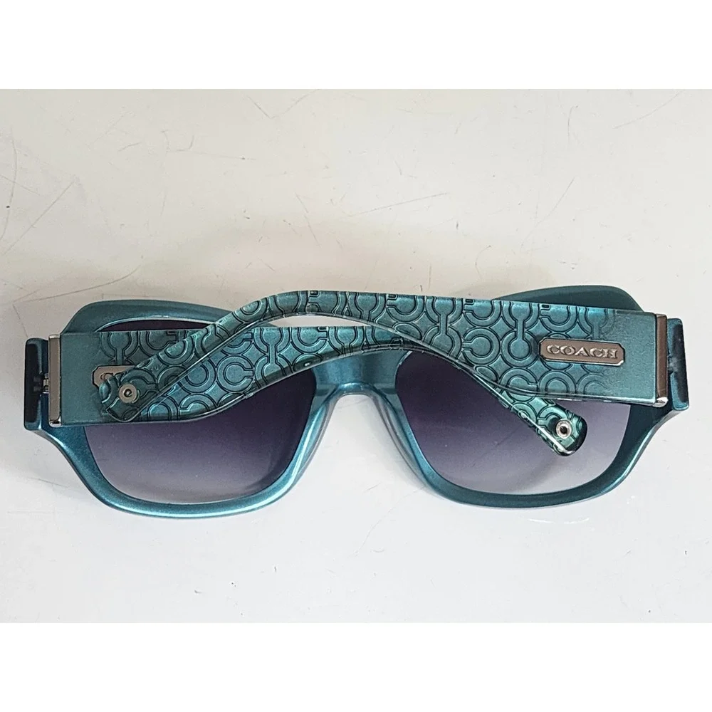 Coach Delaney S627 Teal Metallic Signature C Logo Gradient Sunglasses Womens